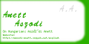 anett aszodi business card